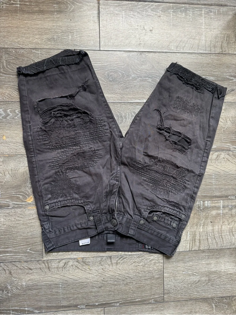 True Religion Black Distressed Jean Shorts